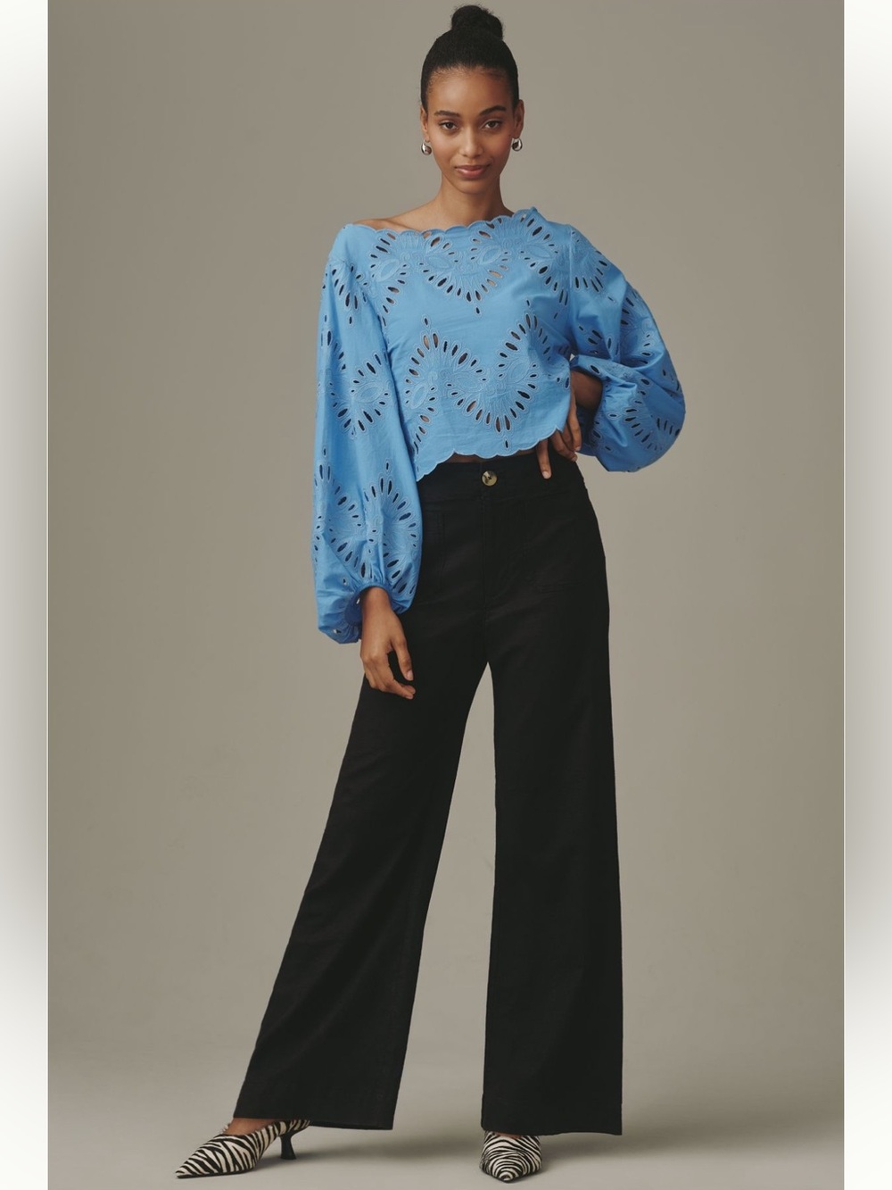 Maeve Full Length Colette Black Wide-Leg Pants